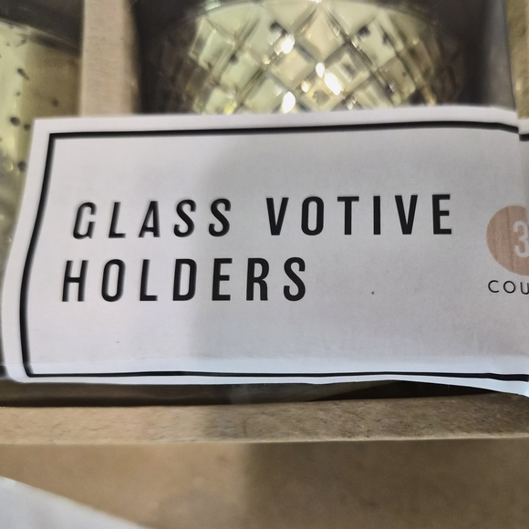 SIX VOTIVE HOLDERS! Gold Glass Votive Holders - TWO 3 PACK SETS!!! - Picture 5 of 5